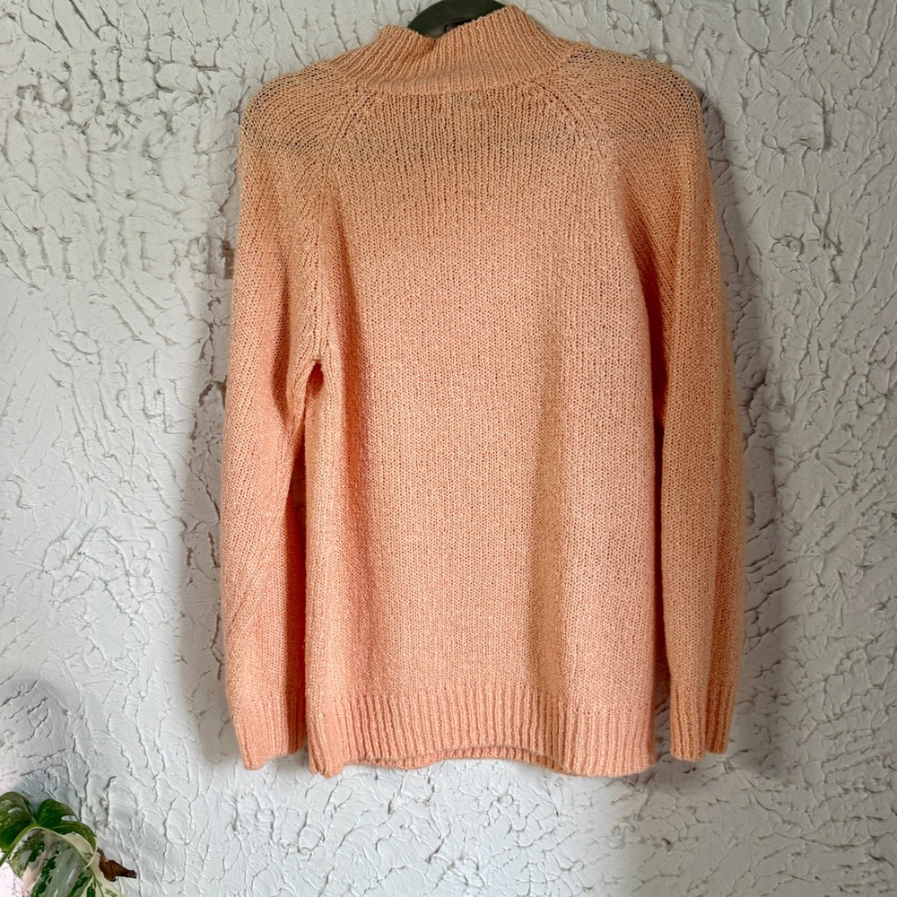 Elegant Peach Cable Knit Turtleneck Sweater - Picture 6 of 7